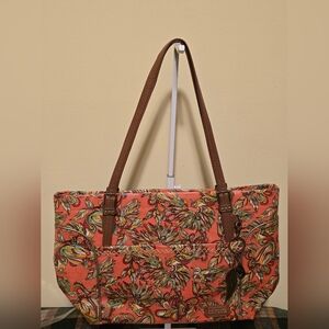 Sakroots Floral Patterned Tote Bag - Coral and Pink